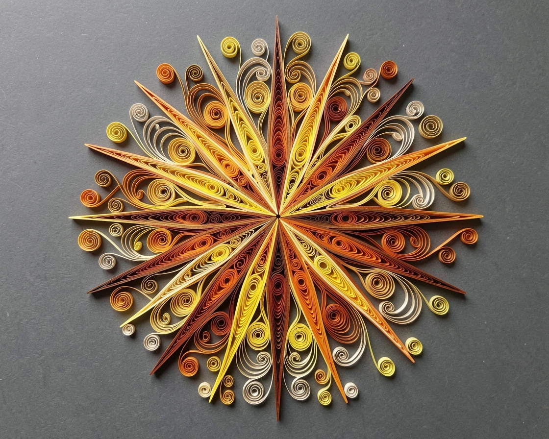 a radial sunburst pattern with fine layered rays, centered on a soft charcoal grey surface, built up in graduated layers of increasing size, with fine hair-thin linework throughout.