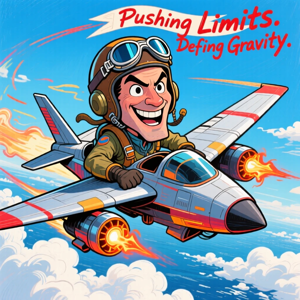 A daring test pilot pushing an experimental aircraft to its limits above the clouds.