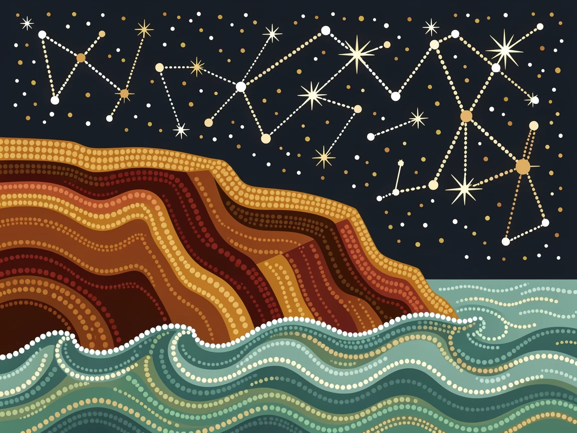 A wave-battered cliff beneath a starry night sky