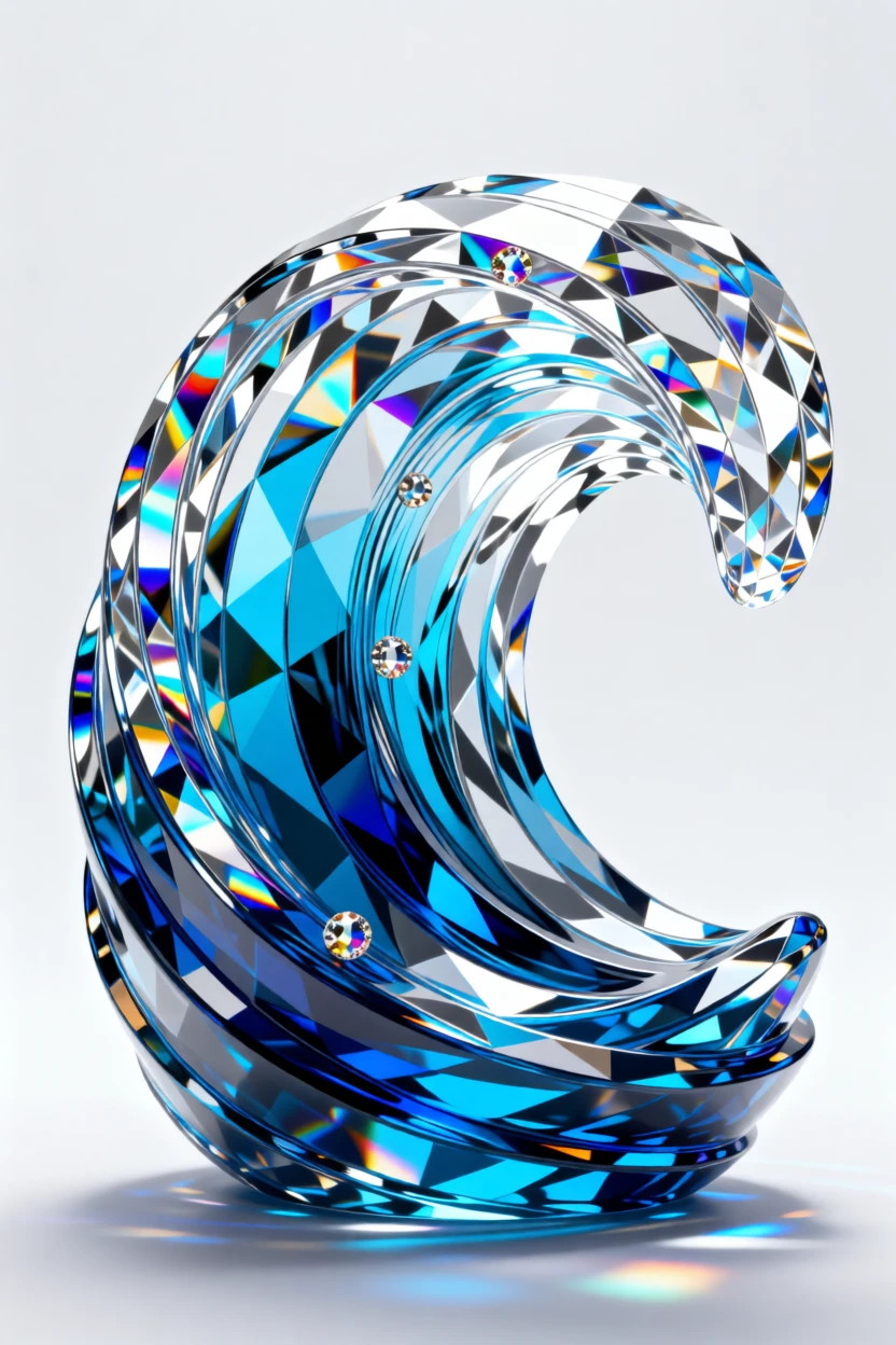 An abstract composition of rippling silk fabric forming a flowing ocean wave shape.
