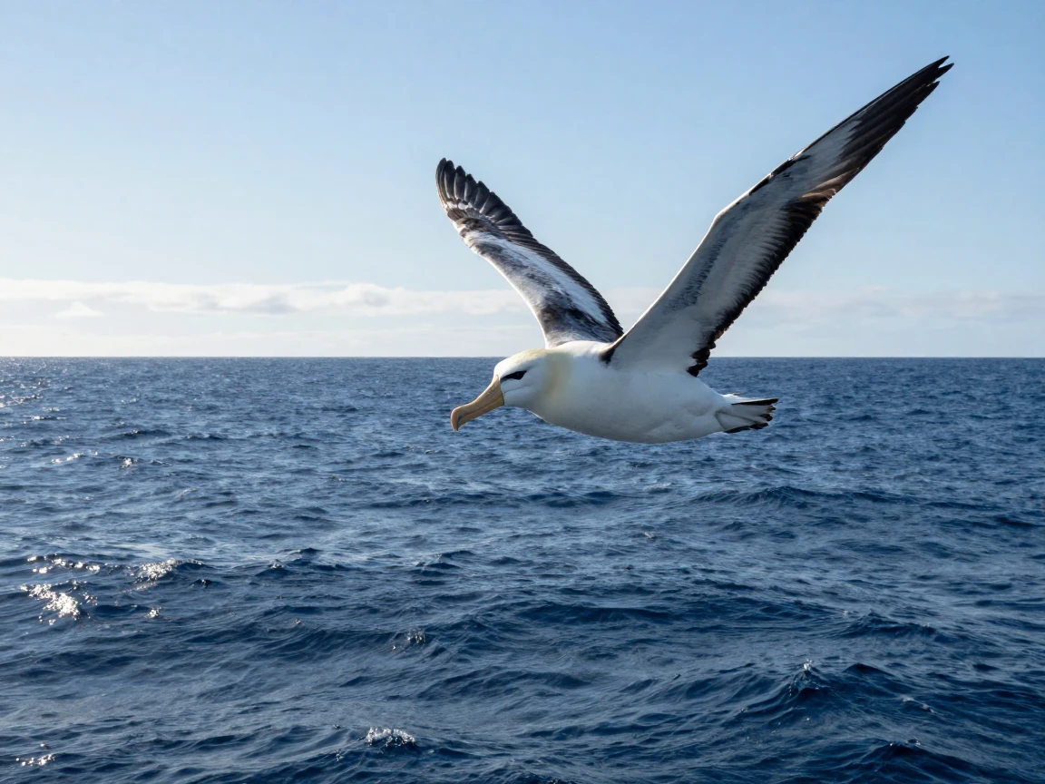 An albatross soaring effortlessly over open ocean