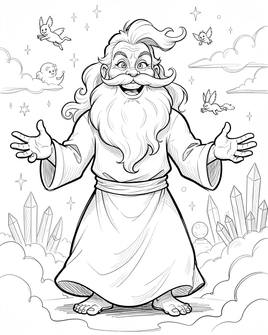 [Fantasy & Imaginative Scenarios] Imaginative fantasy scene of a radiant cloud giant guarding a hidden magical realm, brimming with wonder