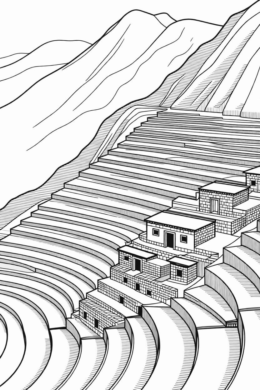 An ancient Incan terraced mountain city