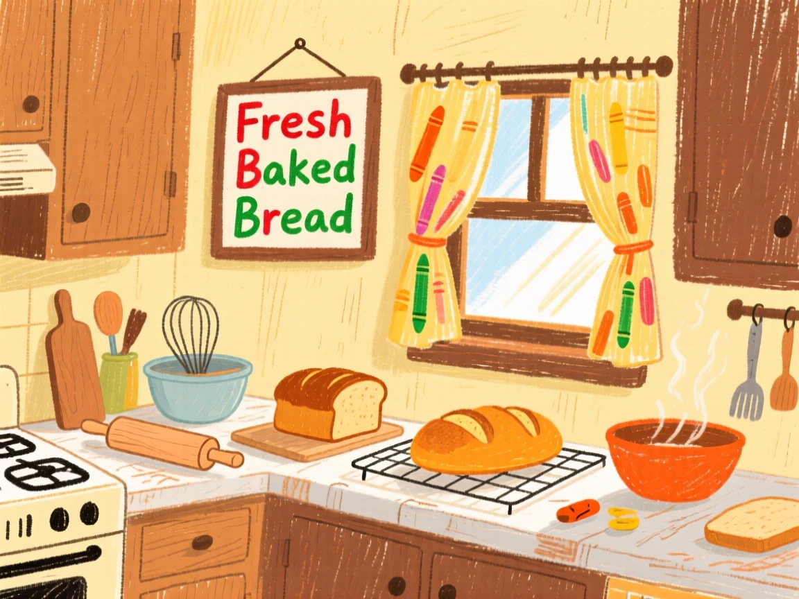 A cozy kitchen filled with the aroma of fresh baked bread.