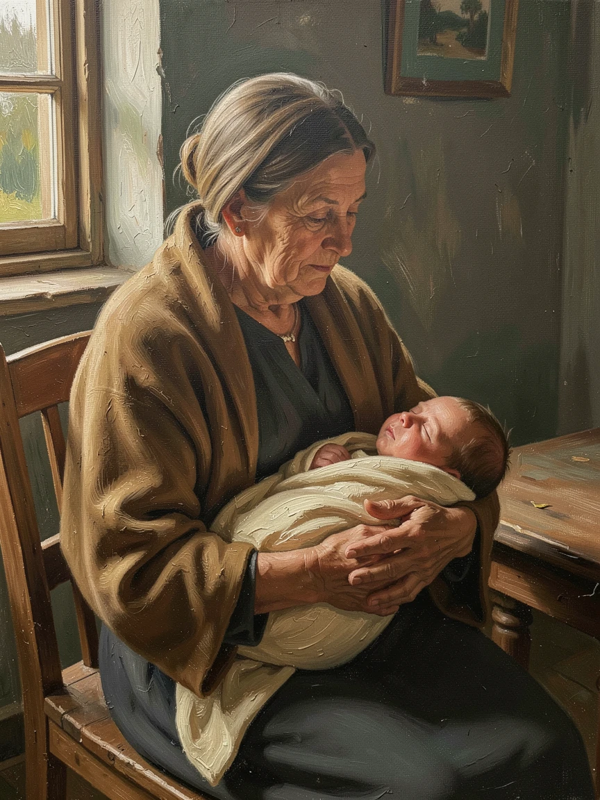 A grandmother meeting her newborn great-grandchild for the very first time, as the moment feels both deeply personal and universally relatable, offering a genuinely moving and unforgettable emotional moment