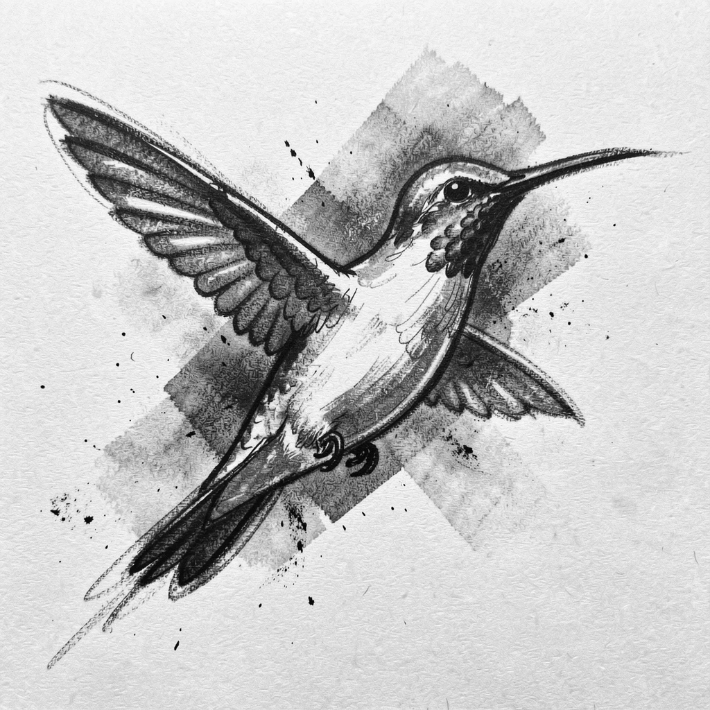 A hummingbird leaping gracefully through the air.