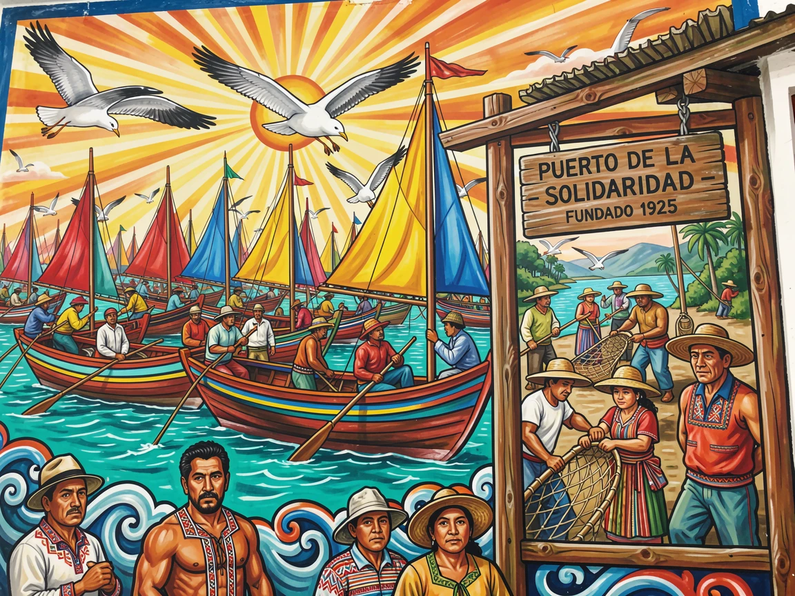 A bustling harbor town filled with fishing boats and gulls