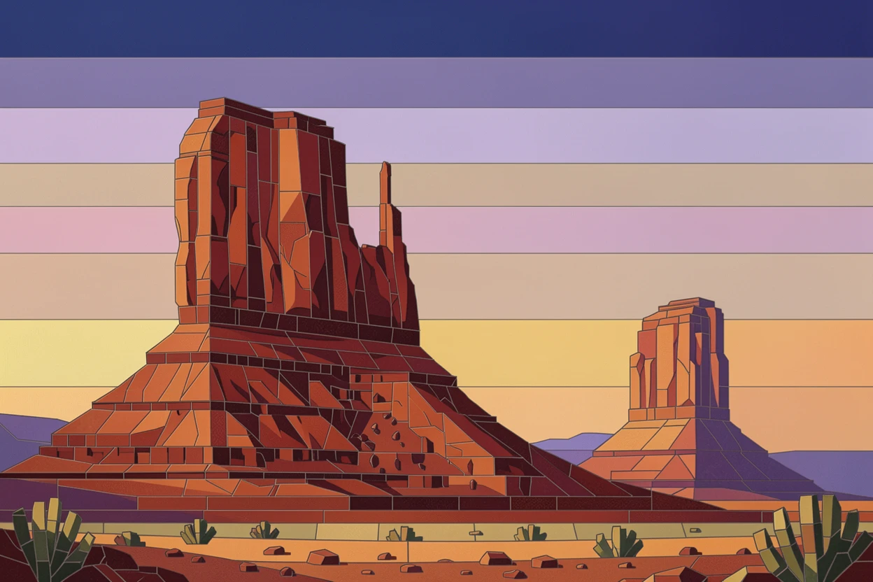 The towering red rock formations of Monument Valley at sunset.