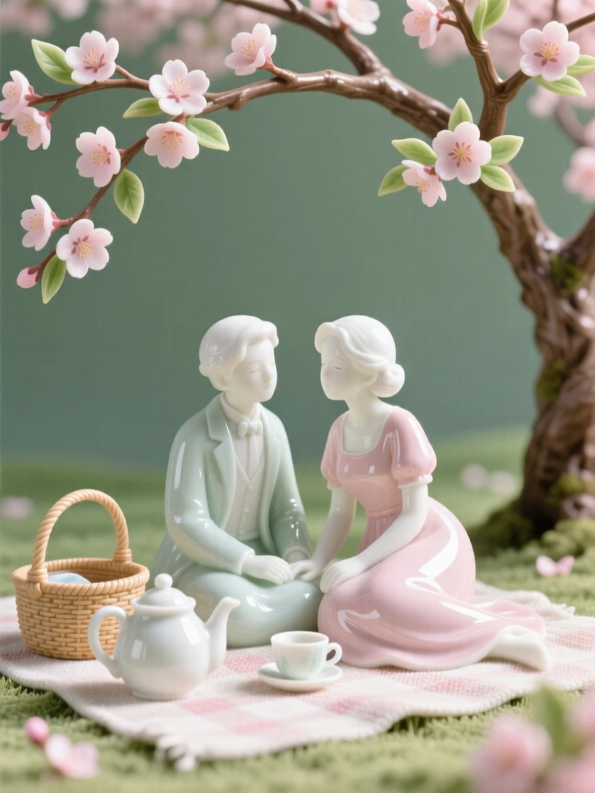 A cozy summer moment: a picnic beneath blossoming trees, framed by the colors of the season.