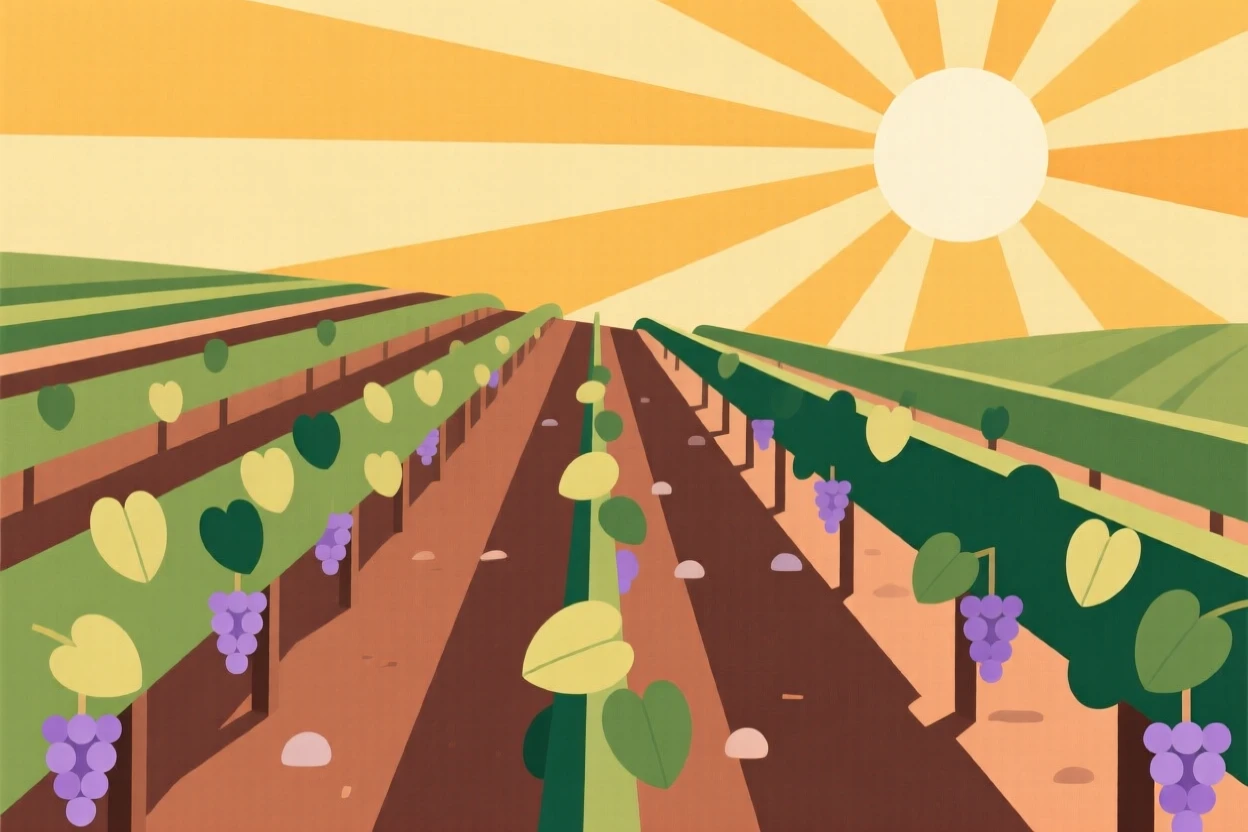A sun-drenched vineyard in late summer