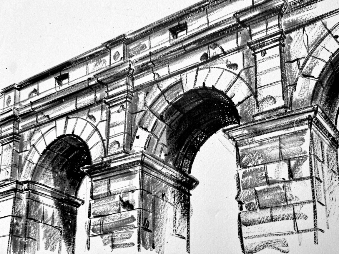 An ancient Roman aqueduct with intricate details visible up close.