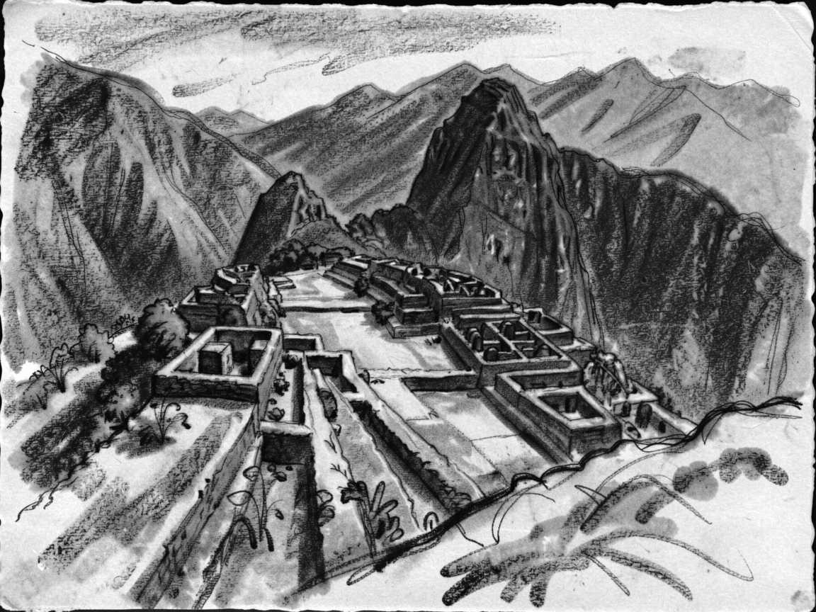 Machu Picchu viewed from a quiet elevated vantage point.
