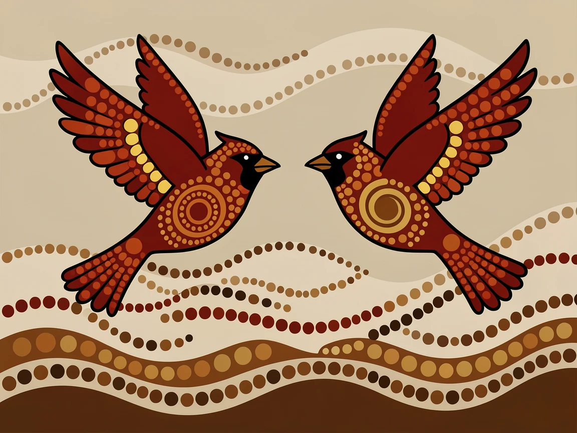 A pair of cardinals flying side by side