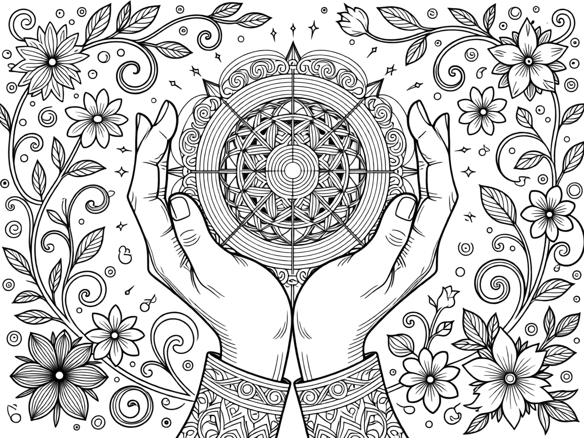 A pair of cupped hands holding a small glowing globe of light.