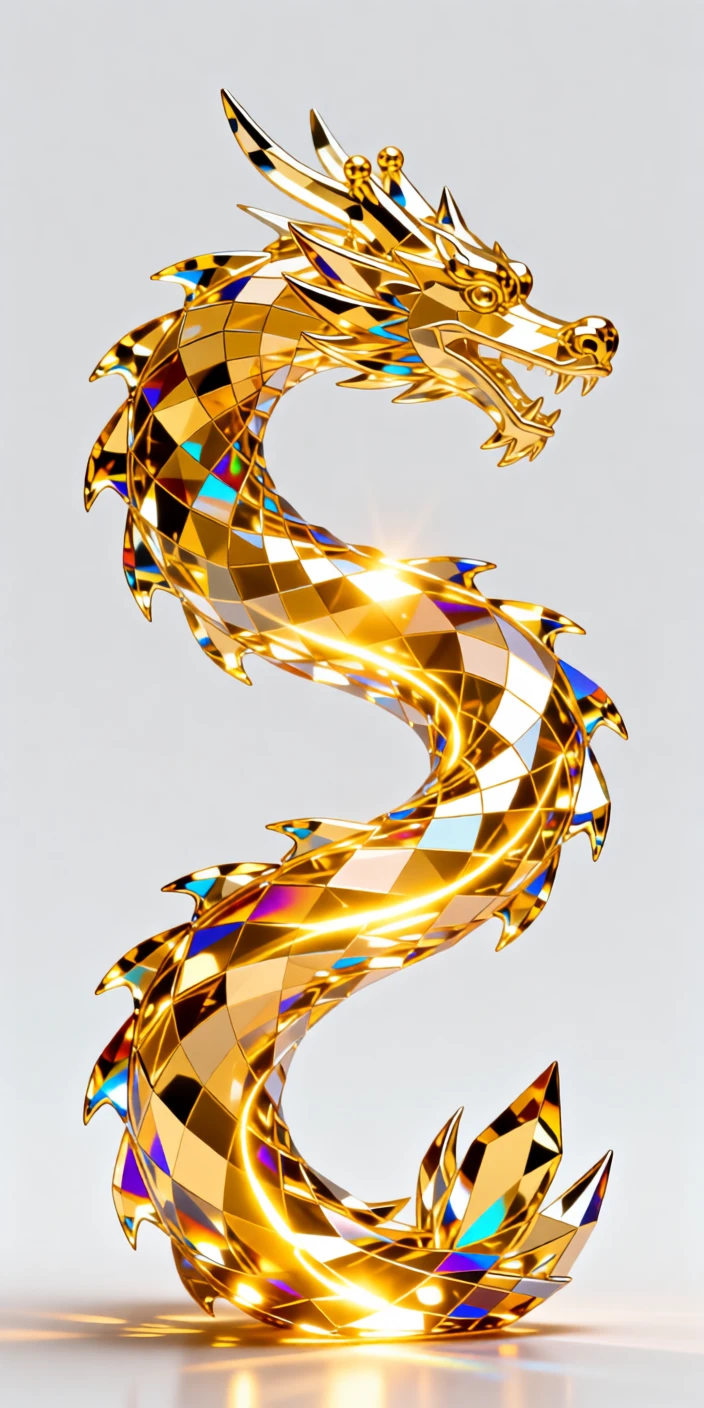 An abstract swirl of golden light forming the shape of a soaring dragon.
