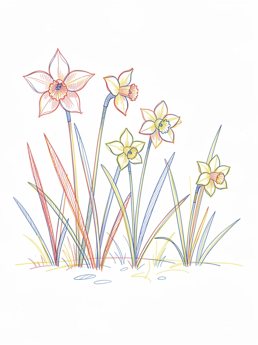 A field of wild daffodils announcing the arrival of spring