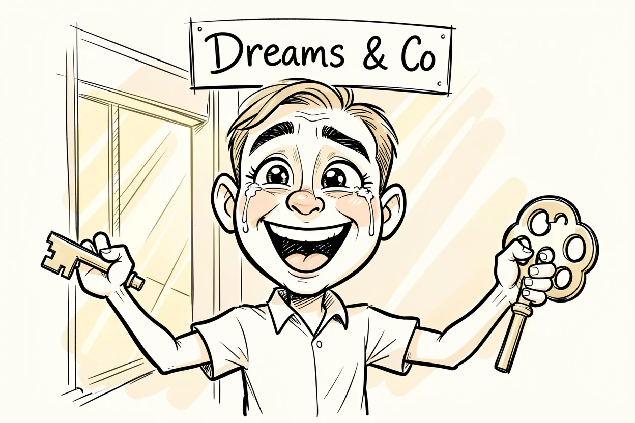 [Inspirational & Emotional Scenes] Touching, uplifting scene of a hopeful small business owner achieving a long-awaited dream, evoking deep emotion