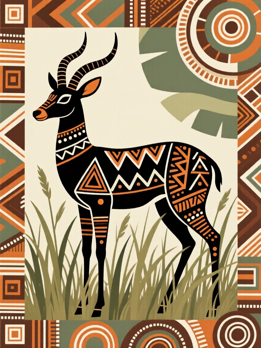 A bushbuck standing tall above the tall grass.