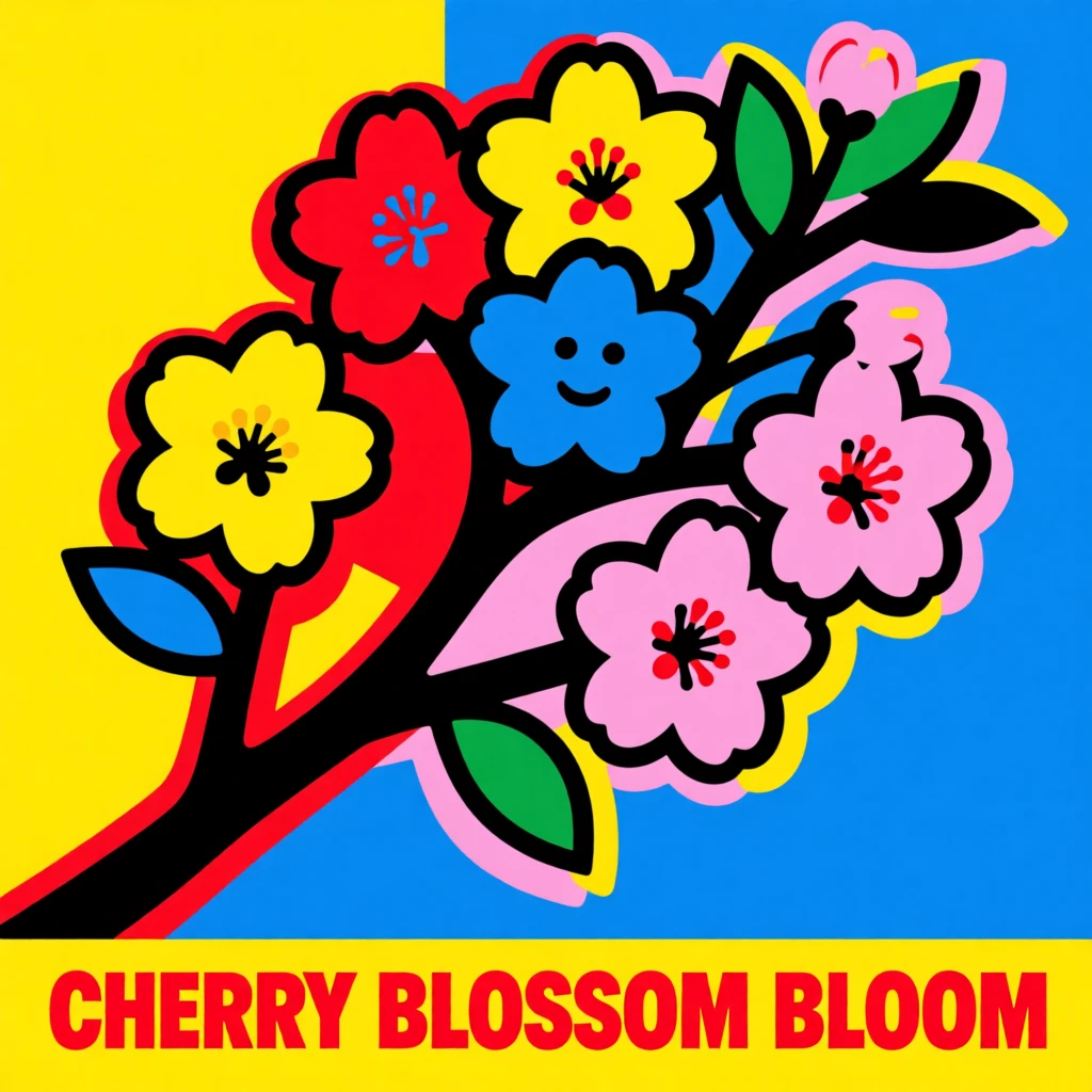 Cherry blossom branch in full bloom