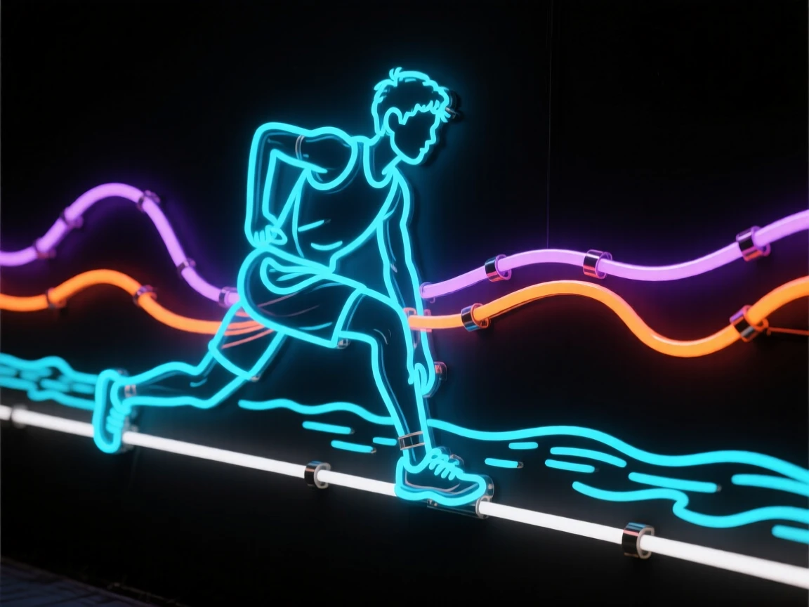 A young athlete stretching before a morning run along a riverside path.