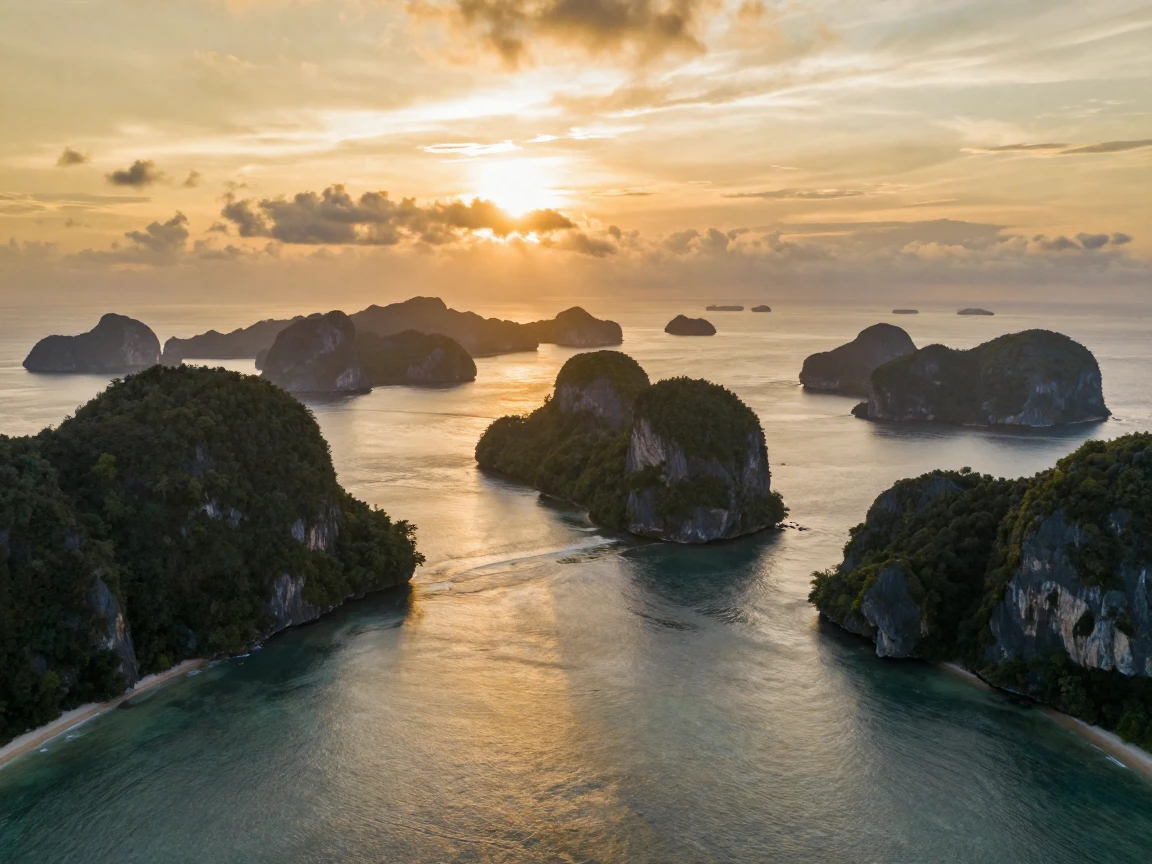A vast archipelago of islands seen stretching to the horizon