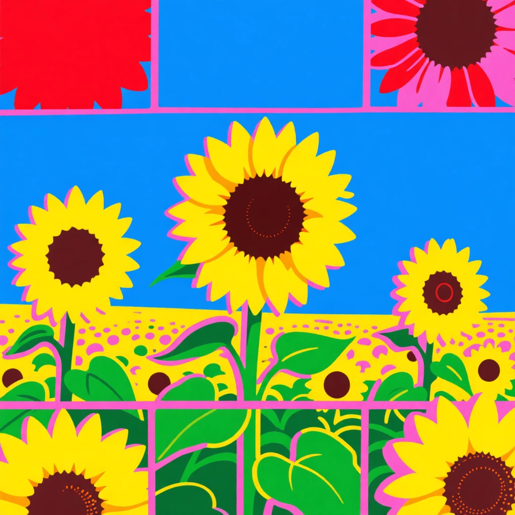 Sunflower field under a bright blue sky