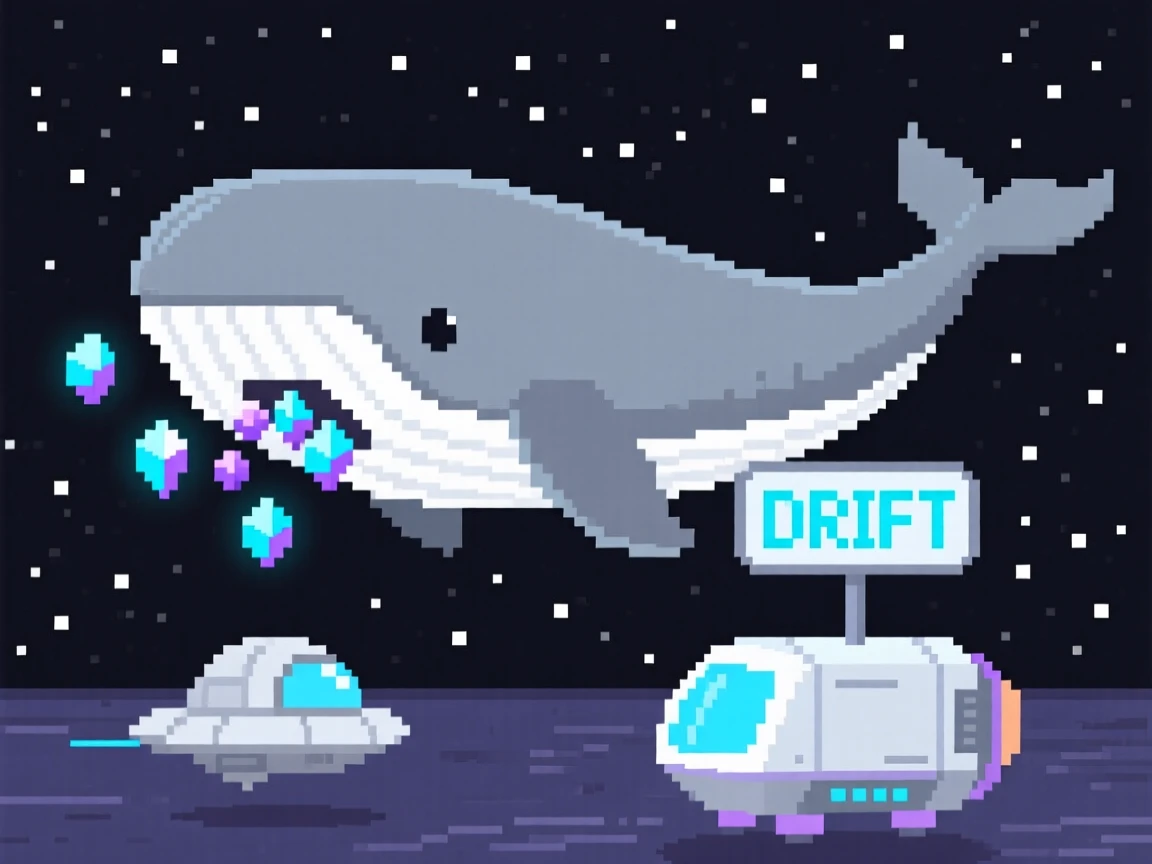 A spaceship shaped like a whale collecting glowing space crystals, aboard a small spacecraft drifting through the stars.