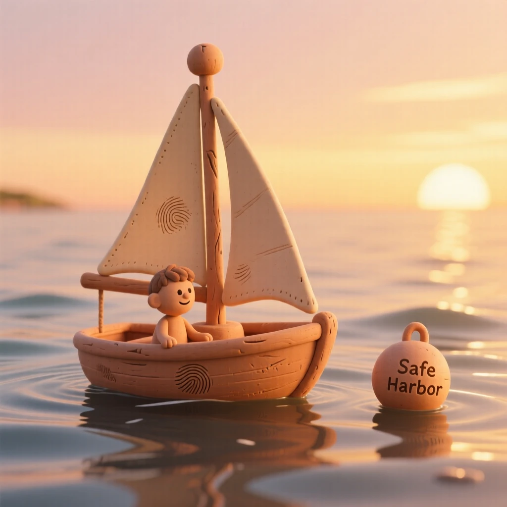 A summer sailboat drifting on calm water at golden hour