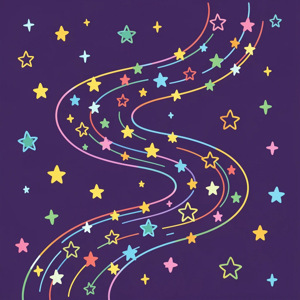 A winding river of stars flowing across a deep purple night sky.