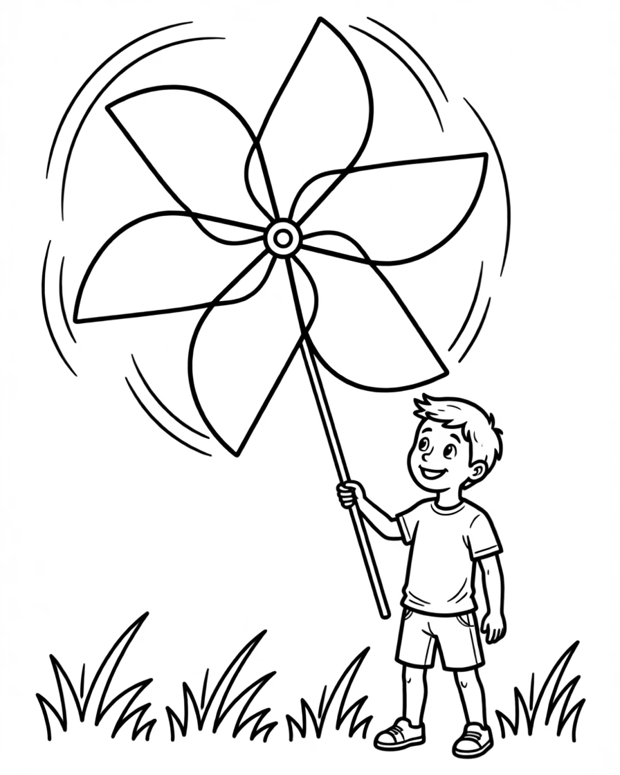 A pinwheel spinning brightly in a summer breeze