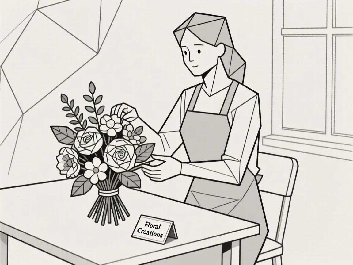 A florist crafting an elaborate flower arrangement