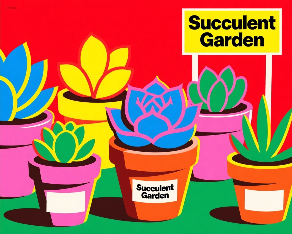 Succulent garden arranged in terracotta pots