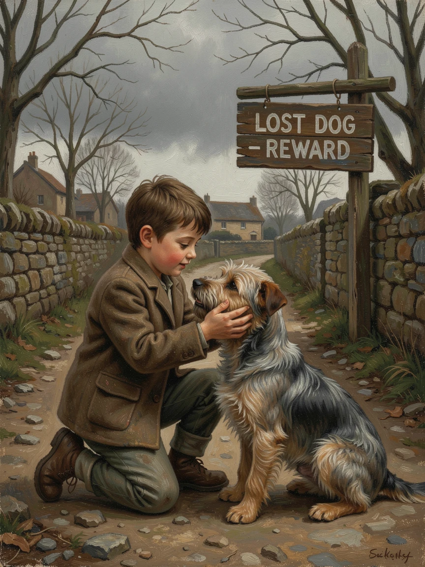 A child reunited joyfully with a lost pet after days of searching, as a single meaningful gesture captures the heart of the moment, radiating hope, gratitude, and heartfelt connection