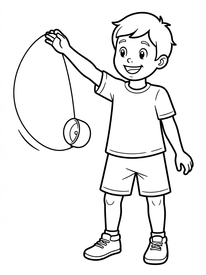 A yo-yo trick being performed by a smiling child