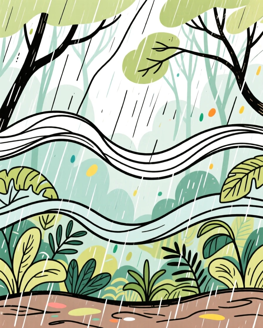 An illustration showing the layers of a rainforest from floor to canopy.