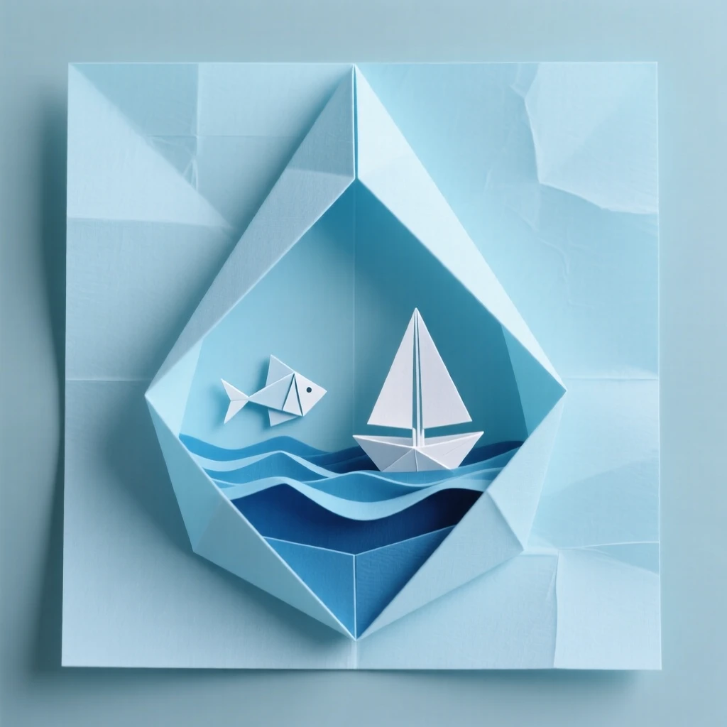 A single drop of water containing an entire miniature ocean scene within it.
