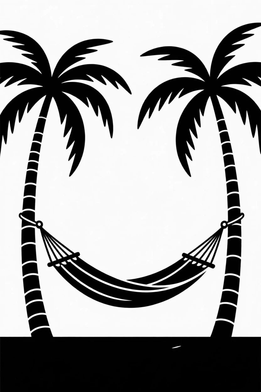 A hammock swaying gently between two palm trees.