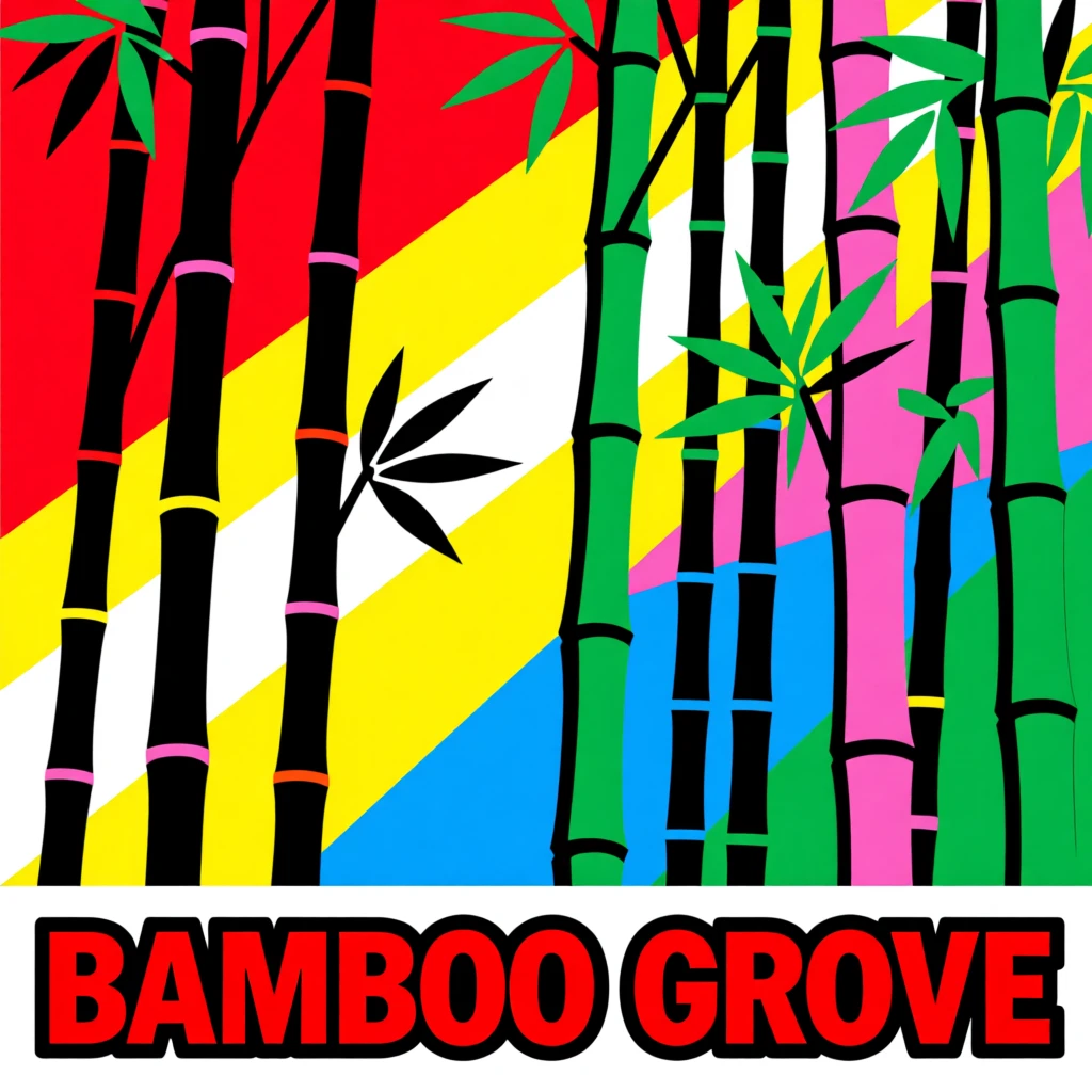 Bamboo grove with sunlight filtering through