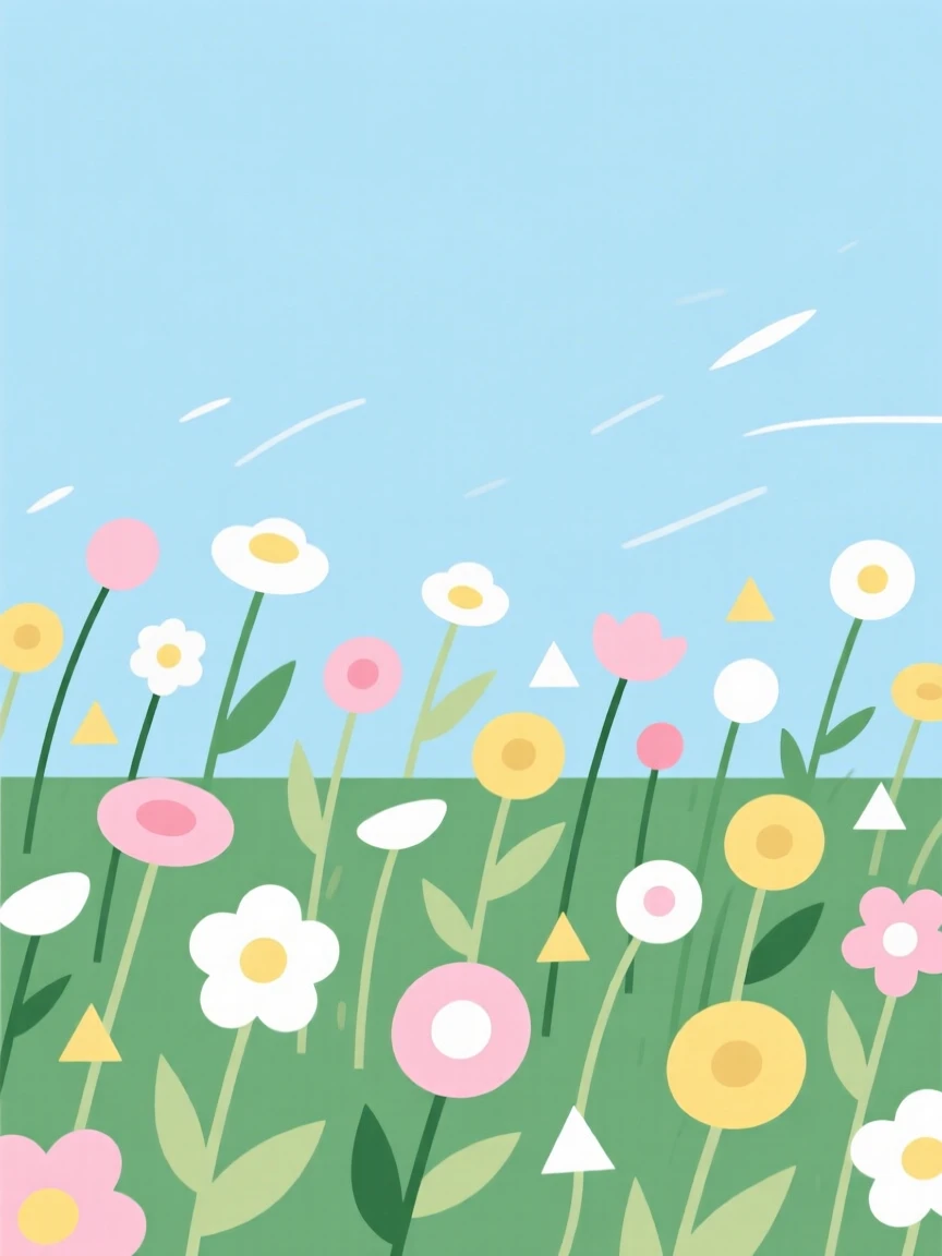 A field of wildflowers swaying in a spring breeze