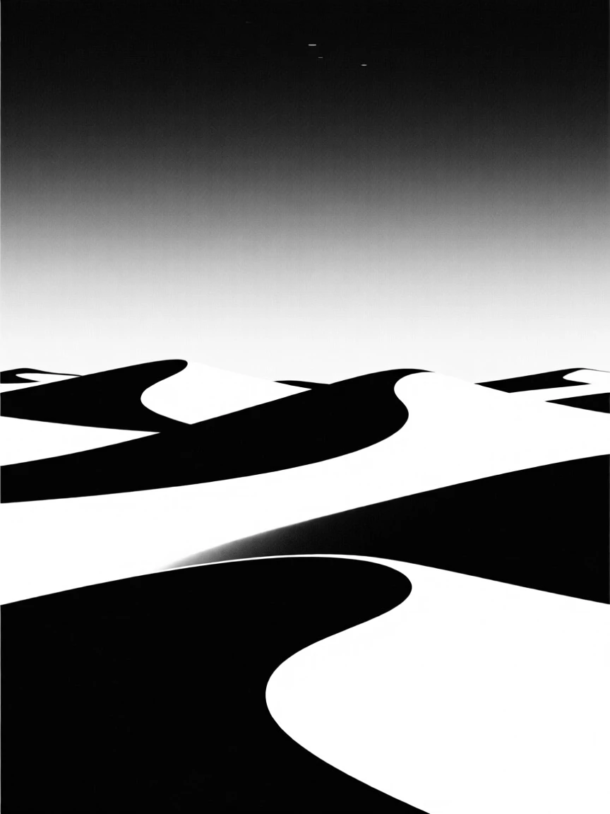 Golden sand dunes stretching under a vast sky.