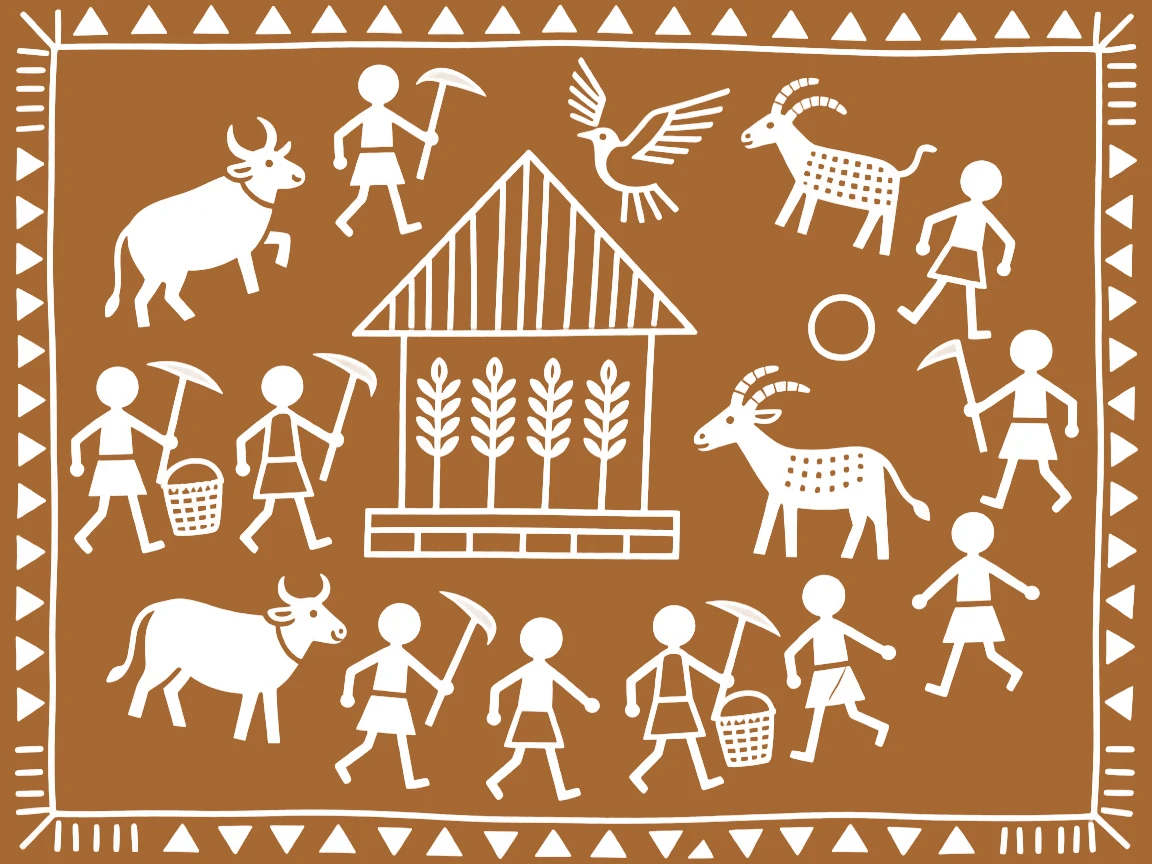 A composition centered on a harvest altar encircled by a procession of animals and villagers.