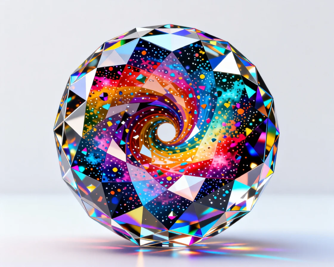 An abstract explosion of vivid color pigment forming the shape of a galaxy spiral.
