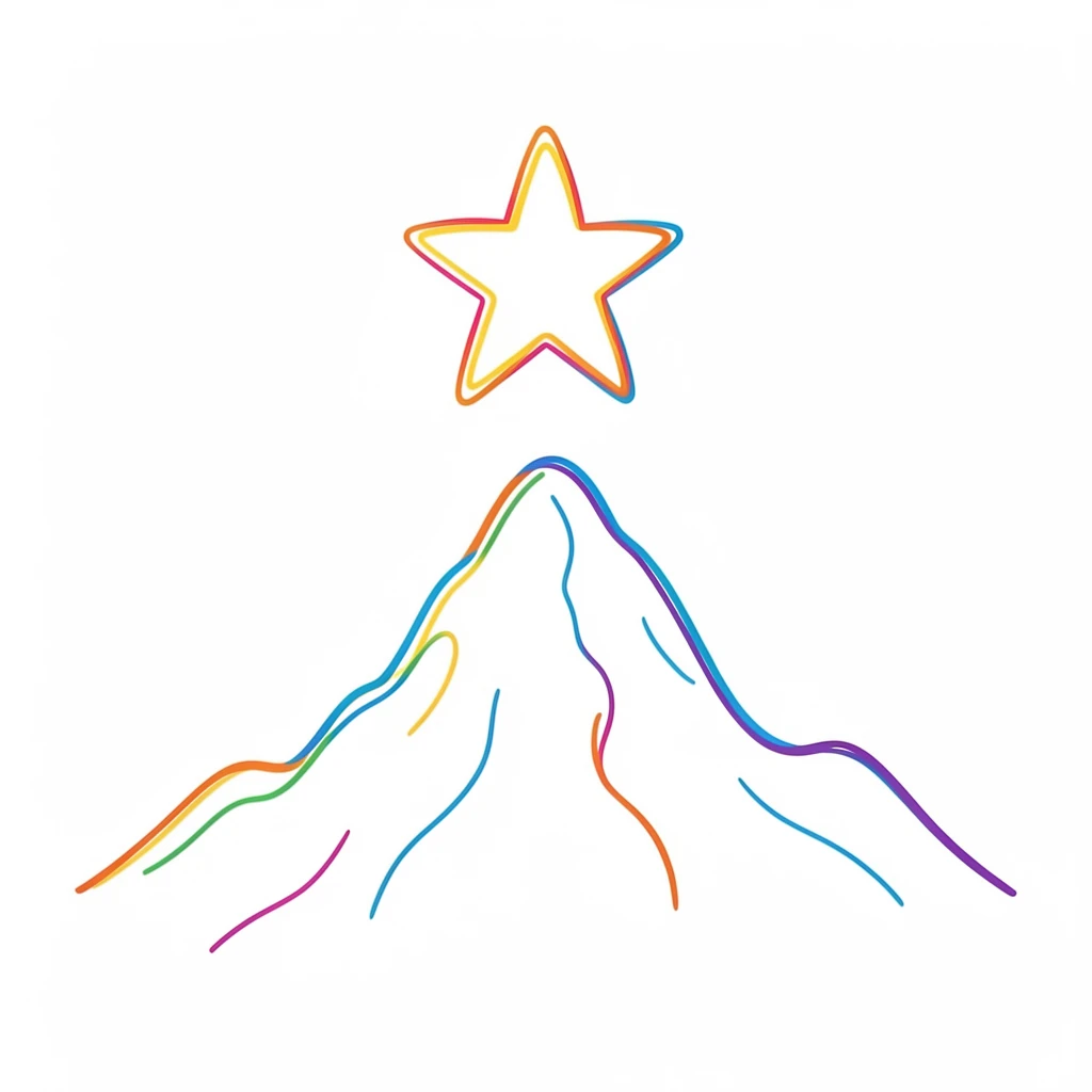 A single star descending gently to rest atop a quiet mountain peak.