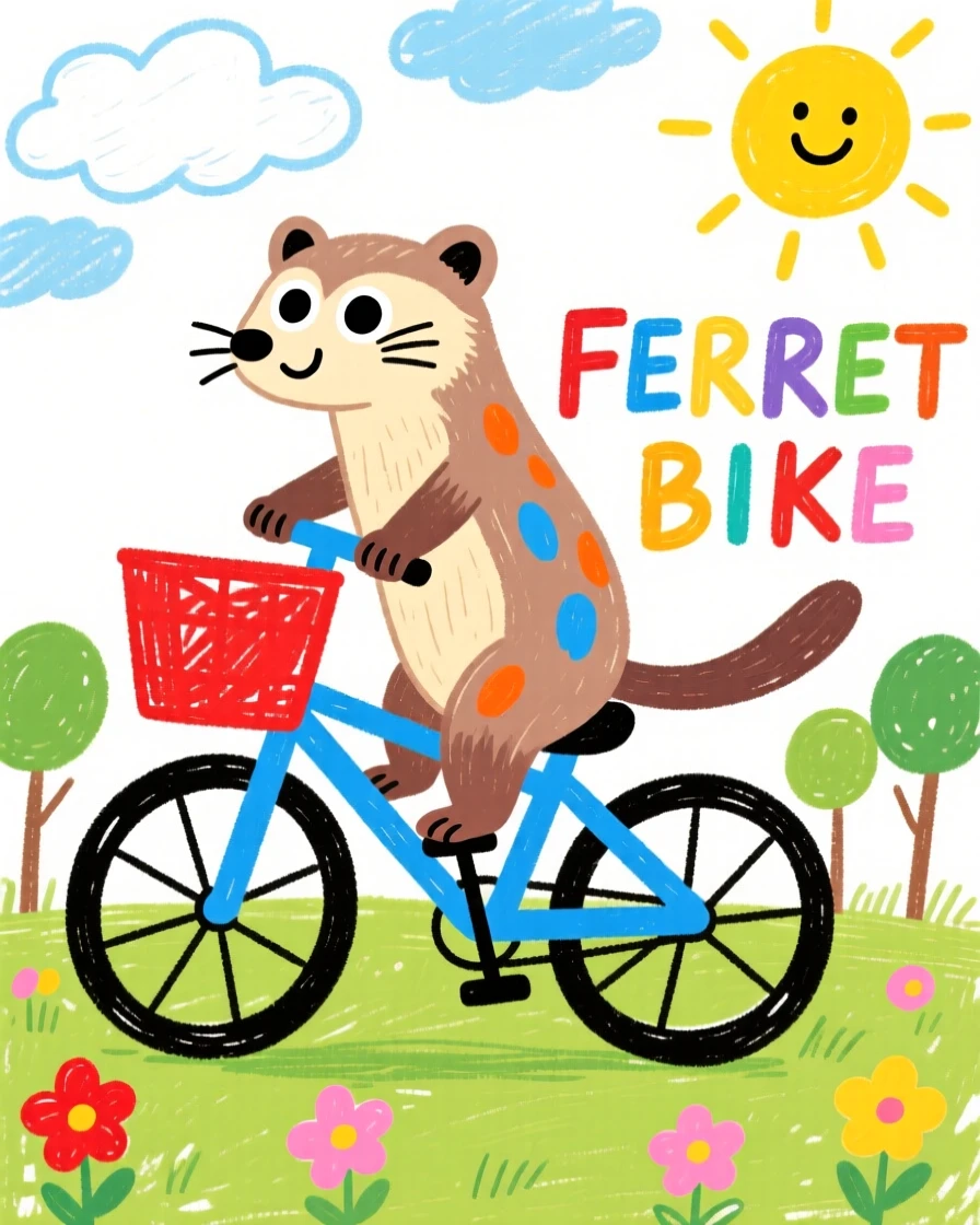 A curious ferret riding along in a bicycle basket.