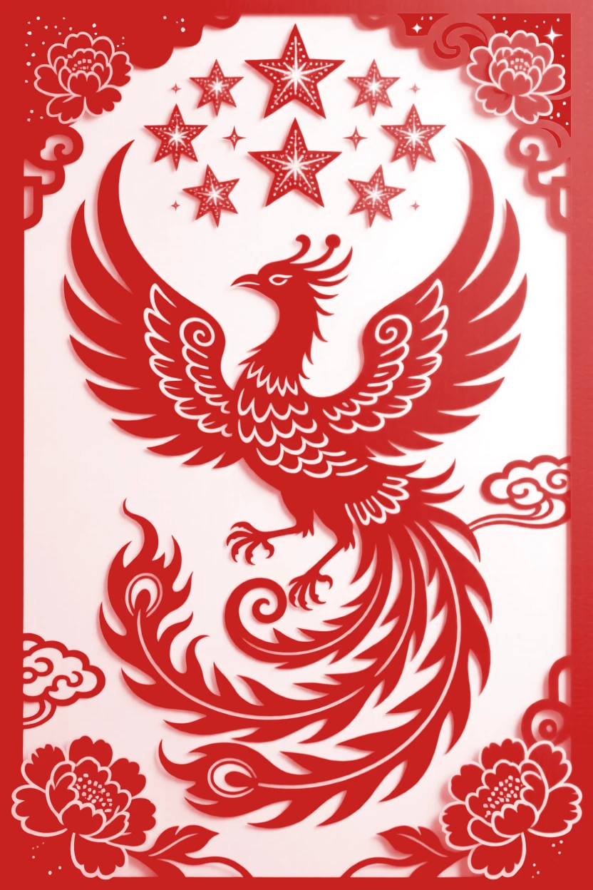 A phoenix of living flame, spiraling upward toward a sky full of unfamiliar stars, shimmering as if woven from starlight itself.
