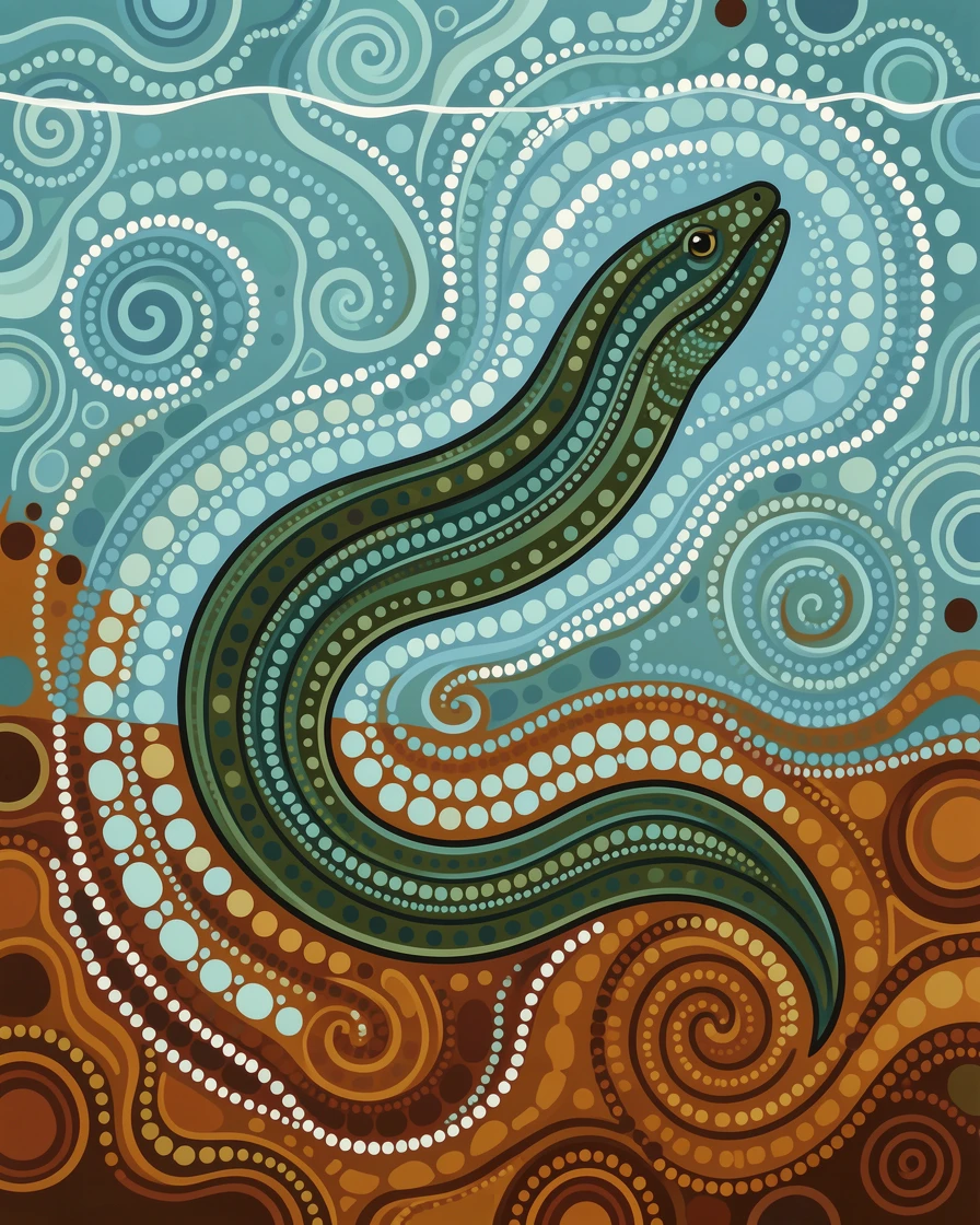 A moray eel drifting through crystal clear water