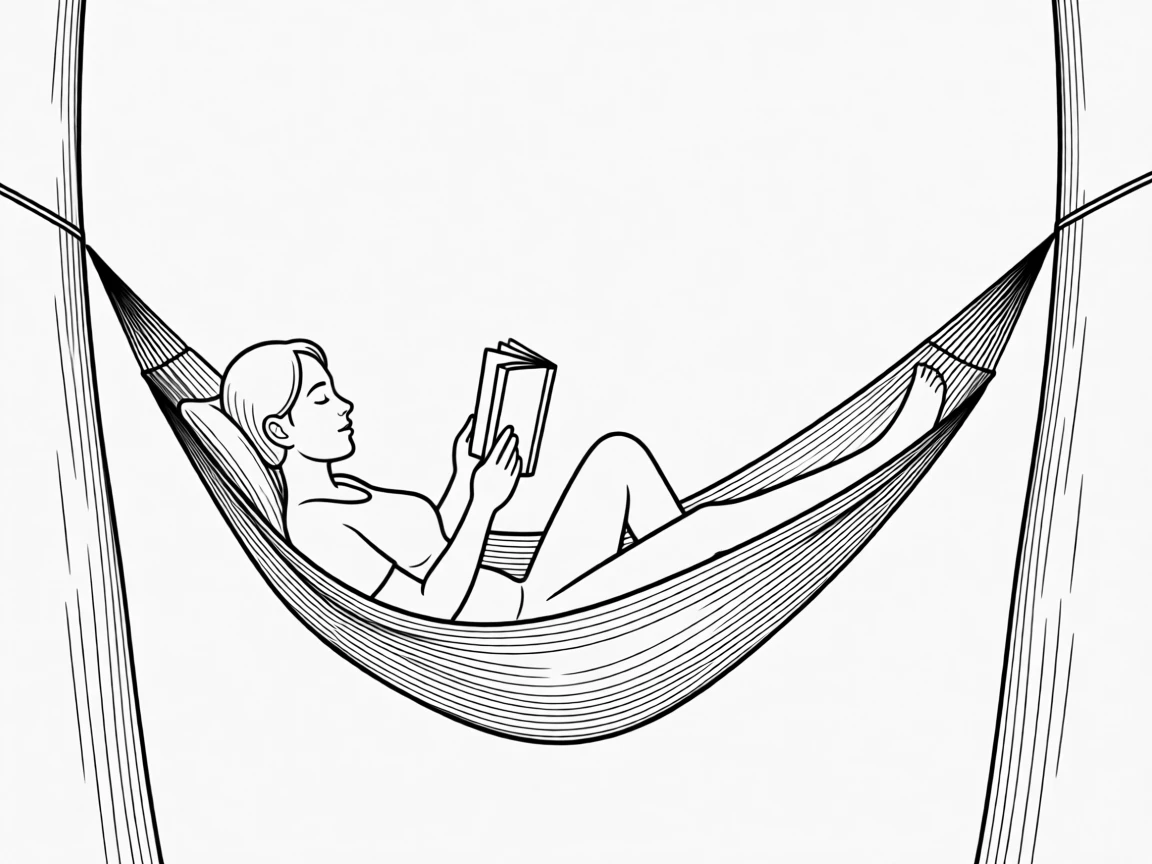 A person relaxing in a hammock reading a book