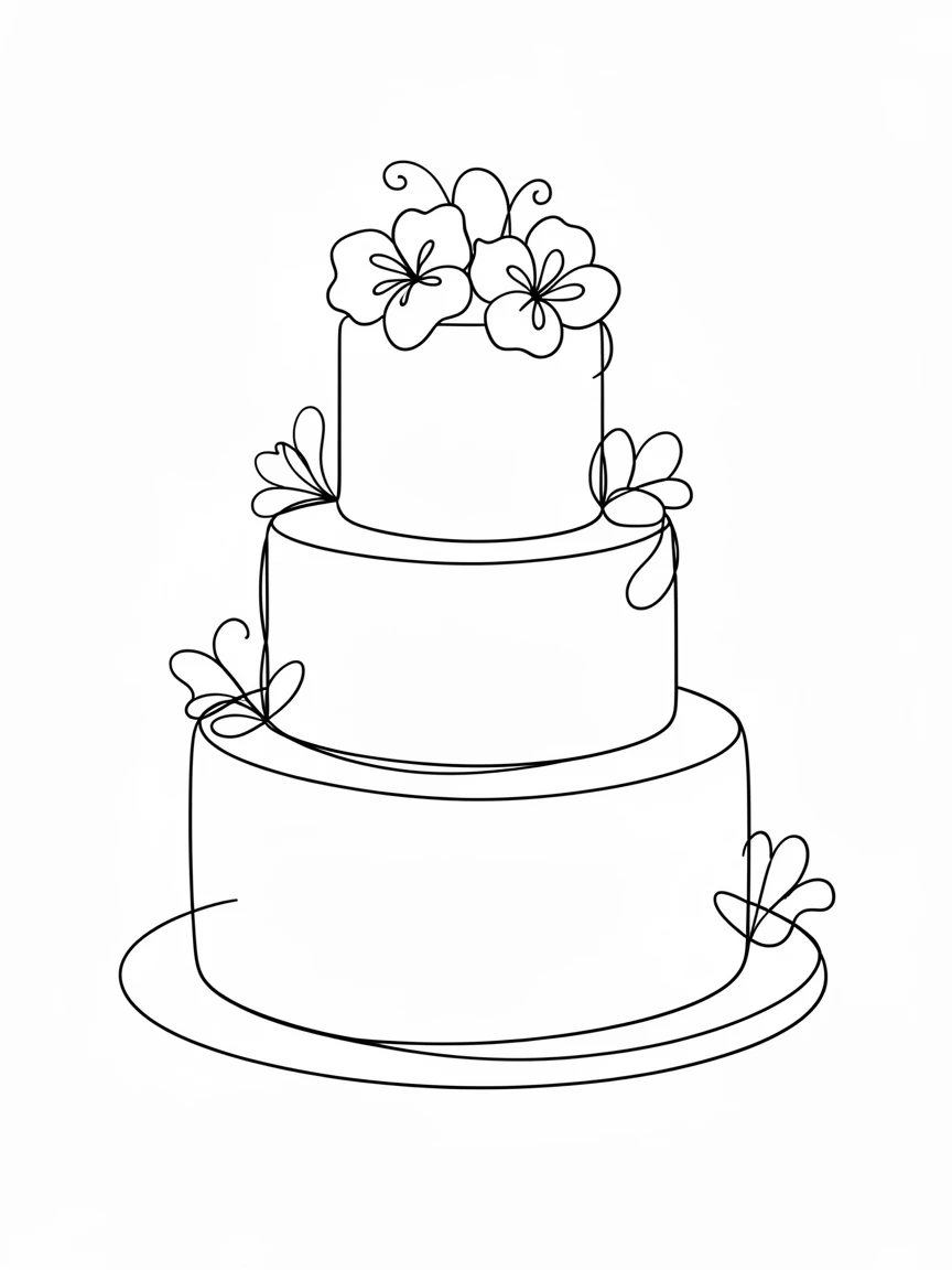 A tiered wedding cake decorated with delicate sugar flowers