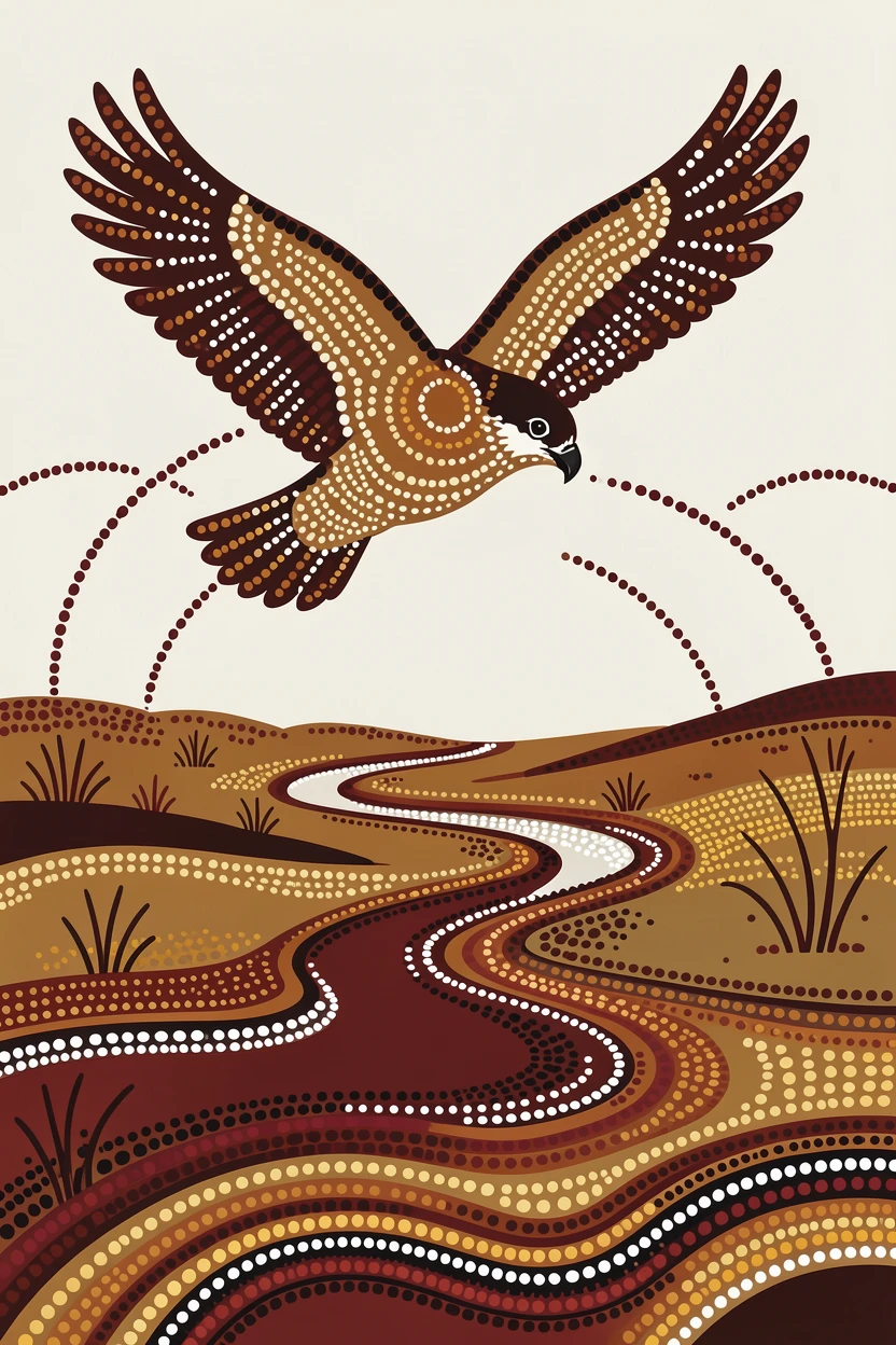 A osprey circling above an open valley