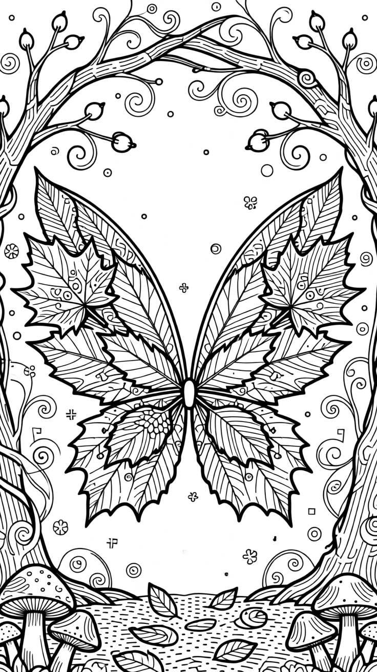 A pair of wings made entirely of pressed autumn leaves.